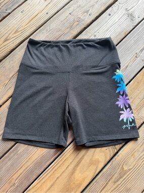 PINK Victoria’s Secret Black Tropical Palm Tree Bike Shorts -Size Large